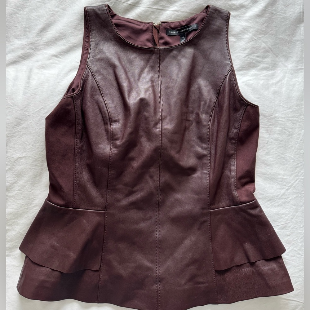 White House Black Market Dark Burgundy Peplum Top